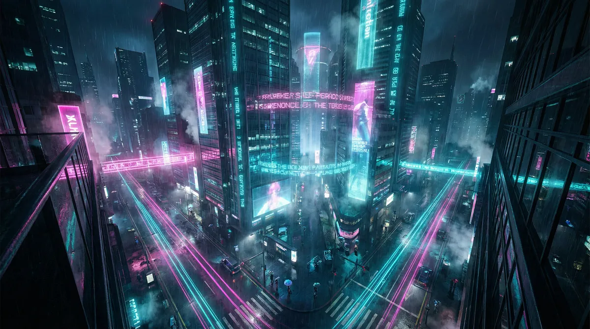 黑帮老大和我的365天第二部 竖屏短剧平台首页背景 - 赛博朋克都市夜景